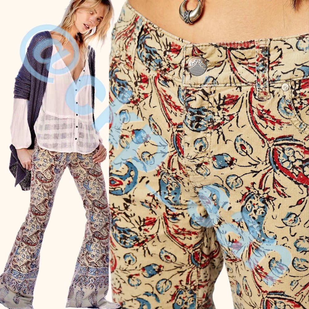 Free People New Delhi Border Flare Corduroy Size 24 - Picture 3 of 13